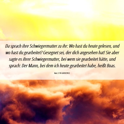 Picture 06 - Rut 2:19 LUTH1912 - Da sprach ihre Schwiegermutter zu ihr: Wo hast du - Bible Verse Picture