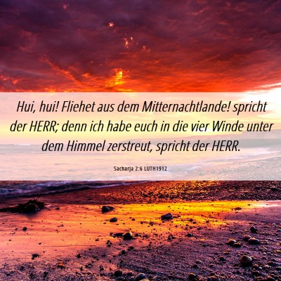 Picture 06 - Sacharja 2:6 LUTH1912 - Hui, hui! Fliehet aus dem Mitternachtlande! - Bible Verse Picture