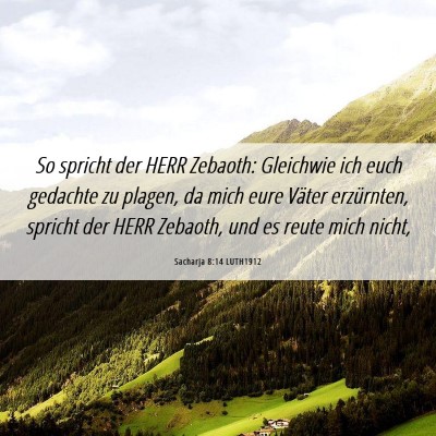 Picture 06 - Sacharja 8:14 LUTH1912 - So spricht der HERR Zebaoth: Gleichwie ich euch - Bible Verse Picture
