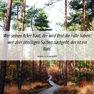 Picture 06 - Sprüche 12:11 LUTH1912 - Wer seinen Acker baut, der wird Brot die Fülle - Bible Verse Picture