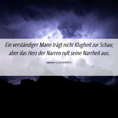 Picture 06 - Sprüche 12:23 LUTH1912 - Ein verständiger Mann trägt nicht Klugheit zur - Bible Verse Picture