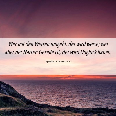 Picture 06 - Sprüche 13:20 LUTH1912 - Wer mit den Weisen umgeht, der wird weise; wer - Bible Verse Picture