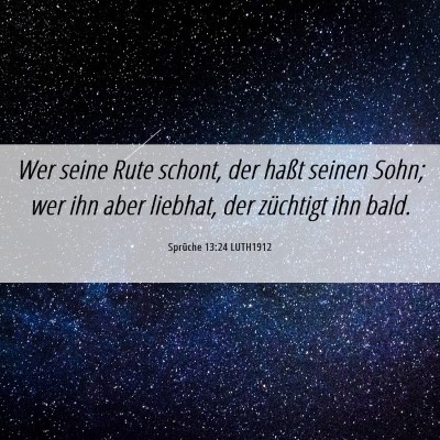 Picture 06 - Sprüche 13:24 LUTH1912 - Wer seine Rute schont, der haßt seinen Sohn; wer - Bible Verse Picture