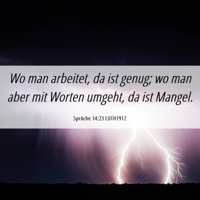 Picture 06 - Sprüche 14:23 LUTH1912 - Wo man arbeitet, da ist genug; wo man aber mit - Bible Verse Picture