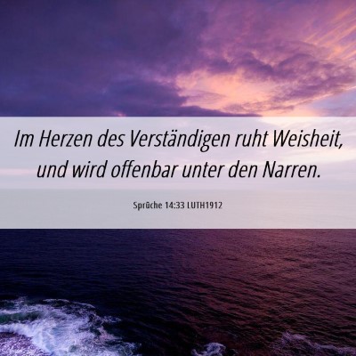 Picture 06 - Sprüche 14:33 LUTH1912 - Im Herzen des Verständigen ruht Weisheit, und - Bible Verse Picture
