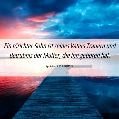 Picture 06 - Sprüche 17:25 LUTH1912 - Ein törichter Sohn ist seines Vaters Trauern und - Bible Verse Picture