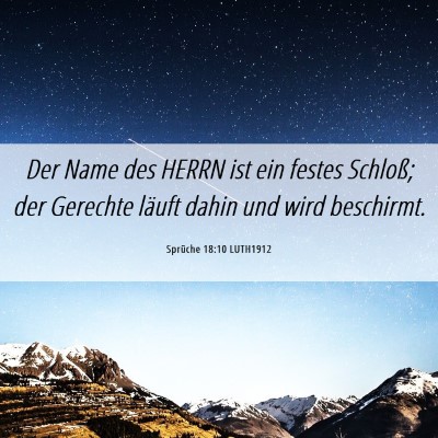 Picture 06 - Sprüche 18:10 LUTH1912 - Der Name des HERRN ist ein festes Schloß; der - Bible Verse Picture