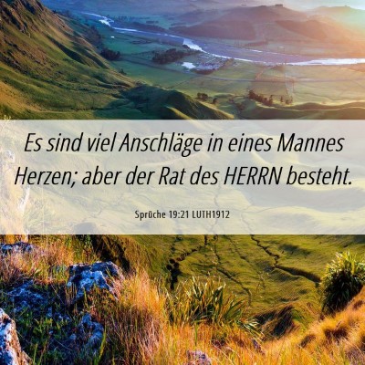 Picture 06 - Sprüche 19:21 LUTH1912 - Es sind viel Anschläge in eines Mannes Herzen; - Bible Verse Picture