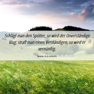 Picture 06 - Sprüche 19:25 LUTH1912 - Schlägt man den Spötter, so wird der - Bible Verse Picture