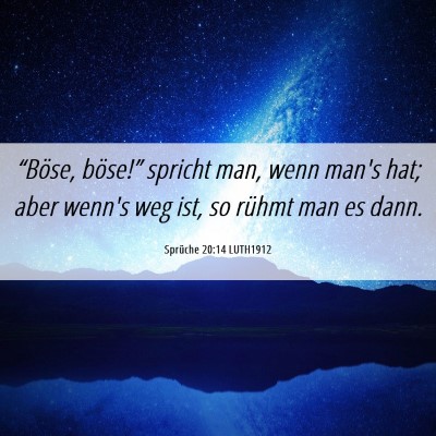Picture 06 - Sprüche 20:14 LUTH1912 - “Böse, böse!” spricht man, wenn man's hat; - Bible Verse Picture