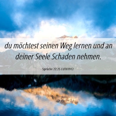 Picture 06 - Sprüche 22:25 LUTH1912 - du möchtest seinen Weg lernen und an deiner - Bible Verse Picture
