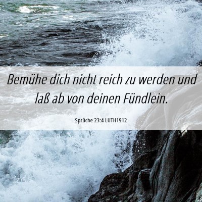 Picture 06 - Sprüche 23:4 LUTH1912 - Bemühe dich nicht reich zu werden und laß ab - Bible Verse Picture