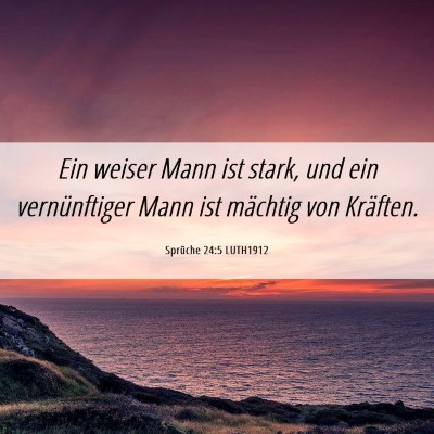 Picture 06 - Sprüche 24:5 LUTH1912 - Ein weiser Mann ist stark, und ein vernünftiger - Bible Verse Picture