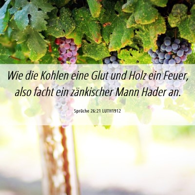 Picture 06 - Sprüche 26:21 LUTH1912 - Wie die Kohlen eine Glut und Holz ein Feuer, also - Bible Verse Picture