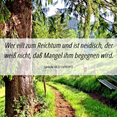 Picture 06 - Sprüche 28:22 LUTH1912 - Wer eilt zum Reichtum und ist neidisch, der weiß - Bible Verse Picture