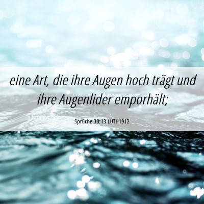 Picture 06 - Sprüche 30:13 LUTH1912 - eine Art, die ihre Augen hoch trägt und ihre - Bible Verse Picture