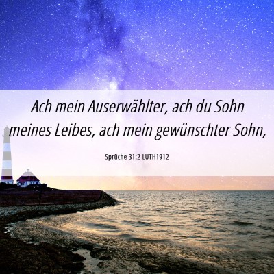 Picture 06 - Sprüche 31:2 LUTH1912 - Ach mein Auserwählter, ach du Sohn meines - Bible Verse Picture