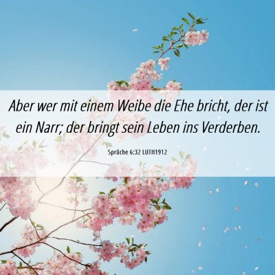 Picture 06 - Sprüche 6:32 LUTH1912 - Aber wer mit einem Weibe die Ehe bricht, der ist - Bible Verse Picture