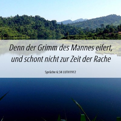 Picture 06 - Sprüche 6:34 LUTH1912 - Denn der Grimm des Mannes eifert, und schont - Bible Verse Picture