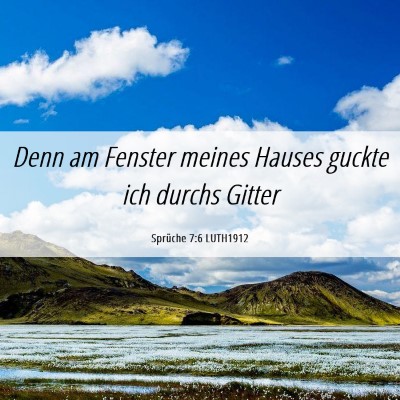 Picture 06 - Sprüche 7:6 LUTH1912 - Denn am Fenster meines Hauses guckte ich durchs - Bible Verse Picture