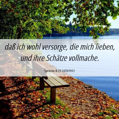 Picture 06 - Sprüche 8:21 LUTH1912 - daß ich wohl versorge, die mich lieben, und ihre - Bible Verse Picture