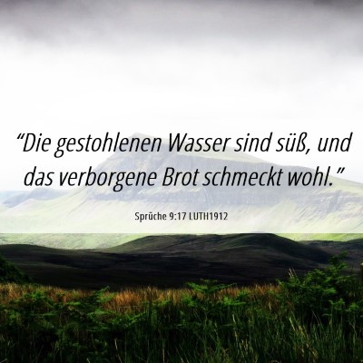 Picture 06 - Sprüche 9:17 LUTH1912 - “Die gestohlenen Wasser sind süß, und das - Bible Verse Picture