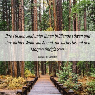 Picture 06 - Zephanja 3:3 LUTH1912 - Ihre Fürsten sind unter ihnen brüllende Löwen - Bible Verse Picture