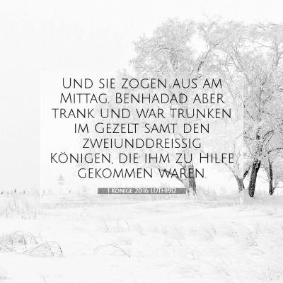 Picture 07 - 1 Könige 20:16 LUTH1912 - Und sie zogen aus am Mittag. Benhadad aber trank - Bible Verse Picture