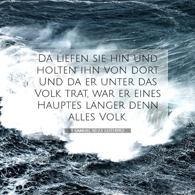 Picture 07 - 1 Samuel 10:23 LUTH1912 - Da liefen sie hin und holten ihn von dort. Und da - Bible Verse Picture