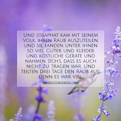 Picture 07 - 2 Chronik 20:25 LUTH1912 - Und Josaphat kam mit seinem Volk, ihren Raub - Bible Verse Picture