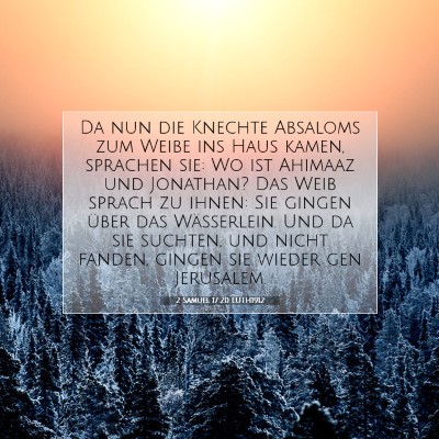Picture 07 - 2 Samuel 17:20 LUTH1912 - Da nun die Knechte Absaloms zum Weibe ins Haus - Bible Verse Picture
