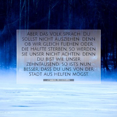 Picture 07 - 2 Samuel 18:3 LUTH1912 - Aber das Volk sprach: Du sollst nicht ausziehen; - Bible Verse Picture