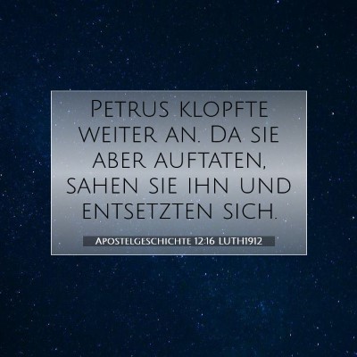 Picture 07 - Apostelgeschichte 12:16 LUTH1912 - Petrus klopfte weiter an. Da sie aber auftaten, - Bible Verse Picture