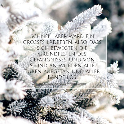 Picture 07 - Apostelgeschichte 16:26 LUTH1912 - Schnell aber ward ein großes Erdbeben, also daß - Bible Verse Picture