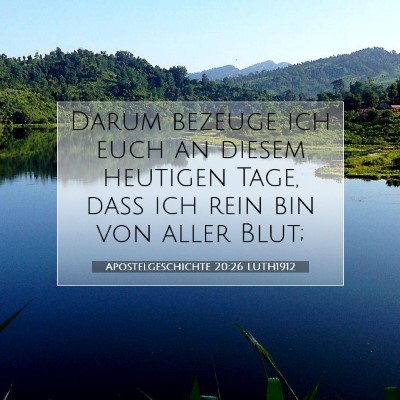 Picture 07 - Apostelgeschichte 20:26 LUTH1912 - Darum bezeuge ich euch an diesem heutigen Tage, - Bible Verse Picture