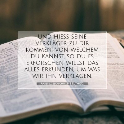 Picture 07 - Apostelgeschichte 24:8 LUTH1912 - und hieß seine Verkläger zu dir kommen; von - Bible Verse Picture