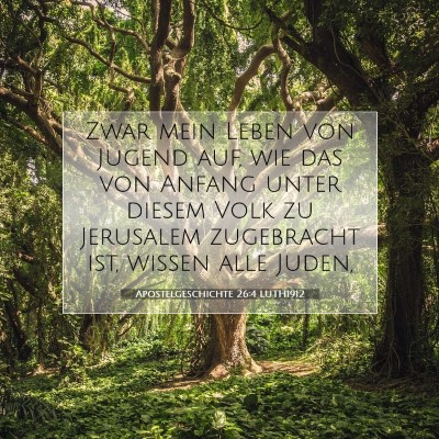 Picture 07 - Apostelgeschichte 26:4 LUTH1912 - Zwar mein Leben von Jugend auf, wie das von - Bible Verse Picture