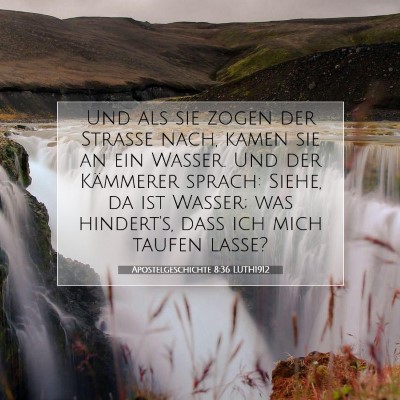 Picture 07 - Apostelgeschichte 8:36 LUTH1912 - Und als sie zogen der Straße nach, kamen sie an - Bible Verse Picture