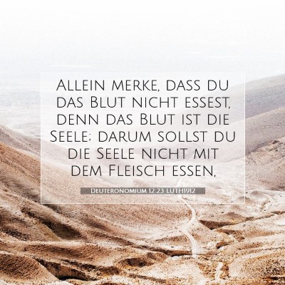 Picture 07 - Deuteronomium 12:23 LUTH1912 - Allein merke, daß du das Blut nicht essest, denn - Bible Verse Picture
