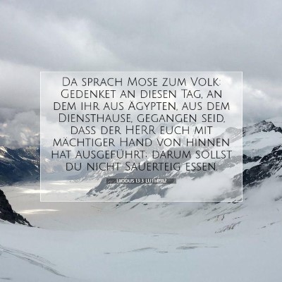 Picture 07 - Exodus 13:3 LUTH1912 - Da sprach Mose zum Volk: Gedenket an diesen Tag, - Bible Verse Picture