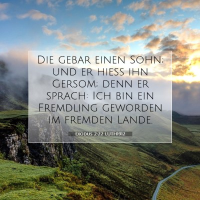 Picture 07 - Exodus 2:22 LUTH1912 - Die gebar einen Sohn; und er hieß ihn Gersom; - Bible Verse Picture
