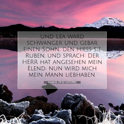 Picture 07 - Genesis 29:32 LUTH1912 - Und Lea ward schwanger und gebar einen Sohn; den - Bible Verse Picture
