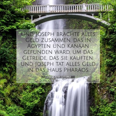 Picture 07 - Genesis 47:14 LUTH1912 - Und Joseph brachte alles Geld zusammen, das in - Bible Verse Picture