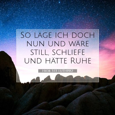 Picture 07 - Hiob 3:13 LUTH1912 - So läge ich doch nun und wäre still, schliefe - Bible Verse Picture