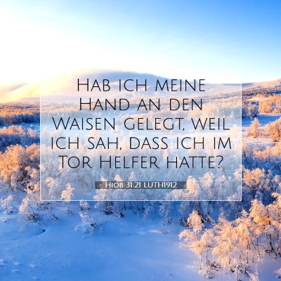 Picture 07 - Hiob 31:21 LUTH1912 - Hab ich meine Hand an den Waisen gelegt, weil ich - Bible Verse Picture