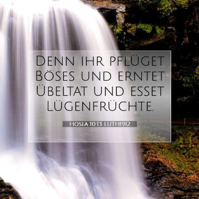 Picture 07 - Hosea 10:13 LUTH1912 - Denn ihr pflüget Böses und erntet Übeltat und - Bible Verse Picture