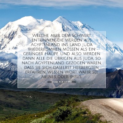 Picture 07 - Jeremia 44:28 LUTH1912 - Welche aber dem Schwert entrinnen, die werden aus - Bible Verse Picture