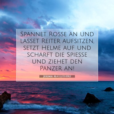 Picture 07 - Jeremia 46:4 LUTH1912 - Spannet Rosse an und lasset Reiter aufsitzen, - Bible Verse Picture
