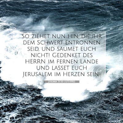 Picture 07 - Jeremia 51:50 LUTH1912 - So ziehet nun hin, die ihr dem Schwert entronnen - Bible Verse Picture