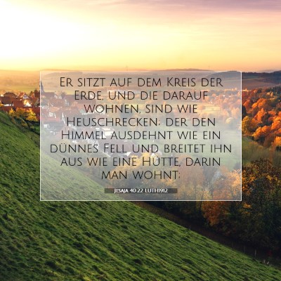 Picture 07 - Jesaja 40:22 LUTH1912 - Er sitzt auf dem Kreis der Erde, und die darauf - Bible Verse Picture